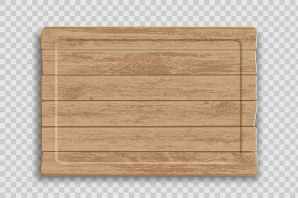 Wooden signboard template. Mockup isolated on transparent background. Wooden signboard template. Mockup isolated on transparent background. Vector illustration cutting board plank wood isolated stock illustrations