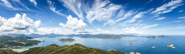 Beautiful view of the ocean near Clearwater Bay, Sai Kung, Hong Kong, summer daytime Beautiful view of the ocean near Clearwater Bay, Sai Kung, Hong Kong, summer daytime clearwater stock pictures, royalty-free photos & images