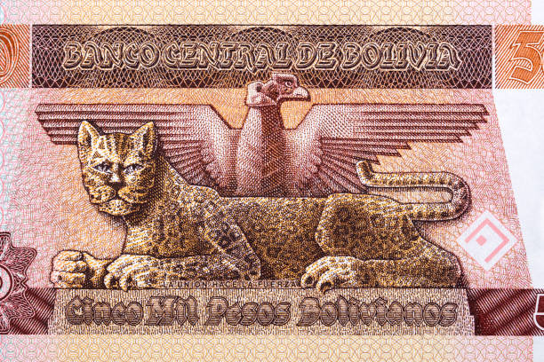 Stylized condor and leopard from old Bolivian money