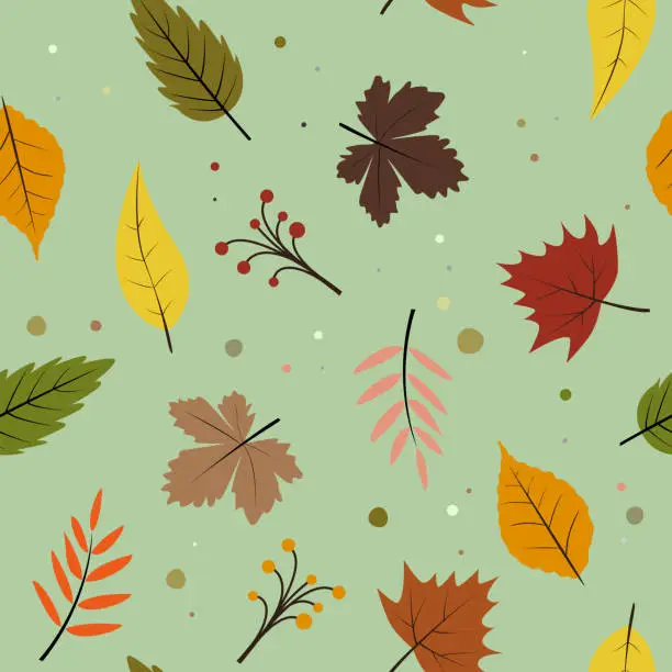 Vector illustration of Seamless Colorful Autumn Leaves Pattern - Pixel Perfect