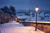 Cityscape of Prague in winter