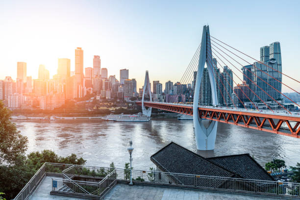 istock Chongqing skyline sunset 1343771258