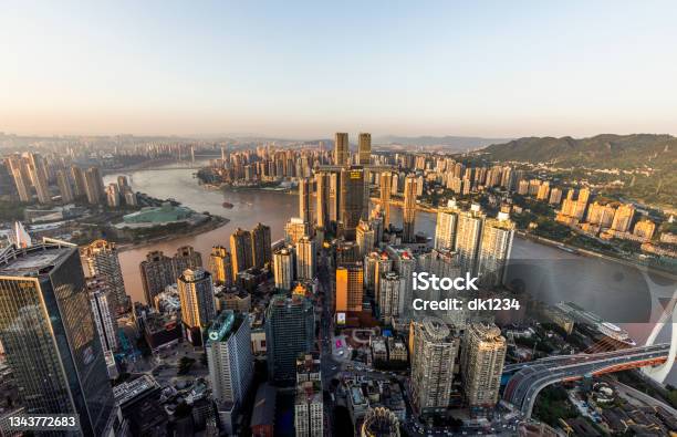 Chongqing Central Business District Stock Photo - Download Image Now - Chongqing, Skyscraper, Aerial View