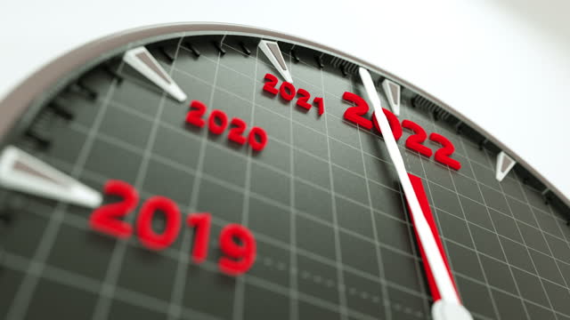 2022 New Year Clock, 3D Rendering Clock Tick from 2020 to 2021 to 2022