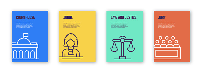 Law and Justice Concept Template Layout Design. Modern Brochure, Book Cover, Flyer, Poster Design Template