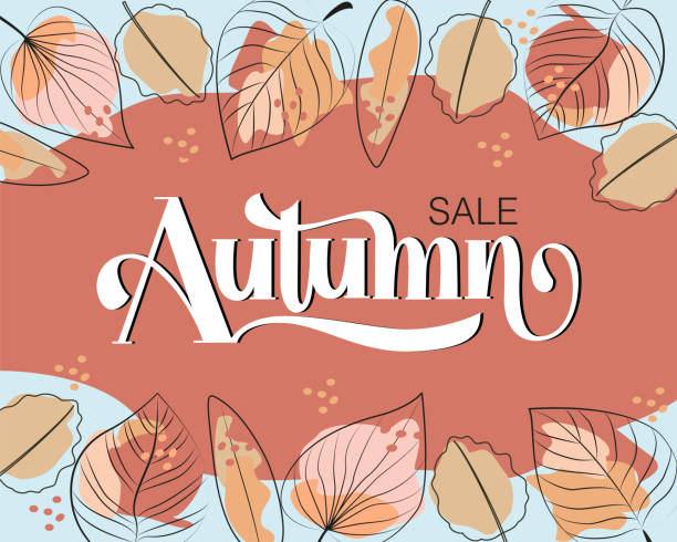 Autumn sale flye Autumn sale flyer vector illustration with lettering and fall leaves. flyposting illustrations stock illustrations