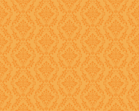 istock Orange Victorian Damask Luxury Decorative Fabric Pattern 1343778008