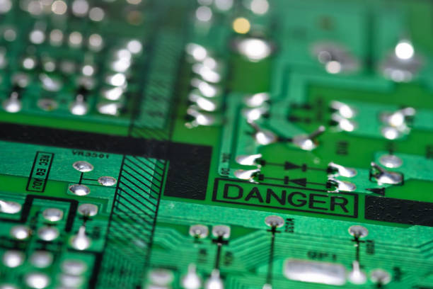 istock An old green printed circuit board with a 
