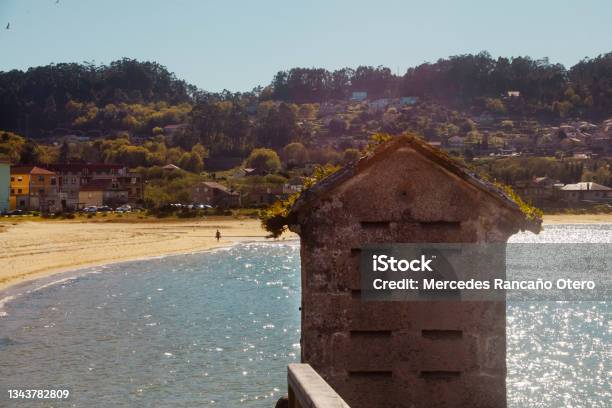 Ría De Aldán Beach And Village Hórreo In The Foreground Pontevedra Province Galicia Spain Stock Photo - Download Image Now