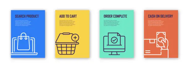 Vector illustration of E-Commerce Concept Template Layout Design. Modern Brochure, Book Cover, Flyer, Poster Design Template