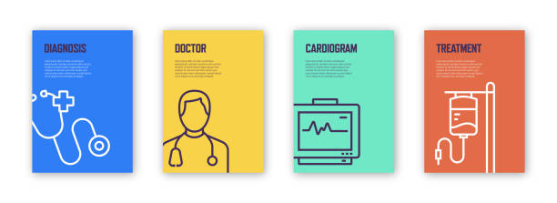 дизайн макета шаблона концепции здравоохранения и медицины. современная брошюра, обложка книги, флаер, шаблон дизайна плаката - book book cover healthcare and medicine medical exam stock illustrations