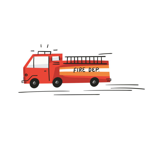 animowany wóz strażacki - truck sign car transporter industry stock illustrations
