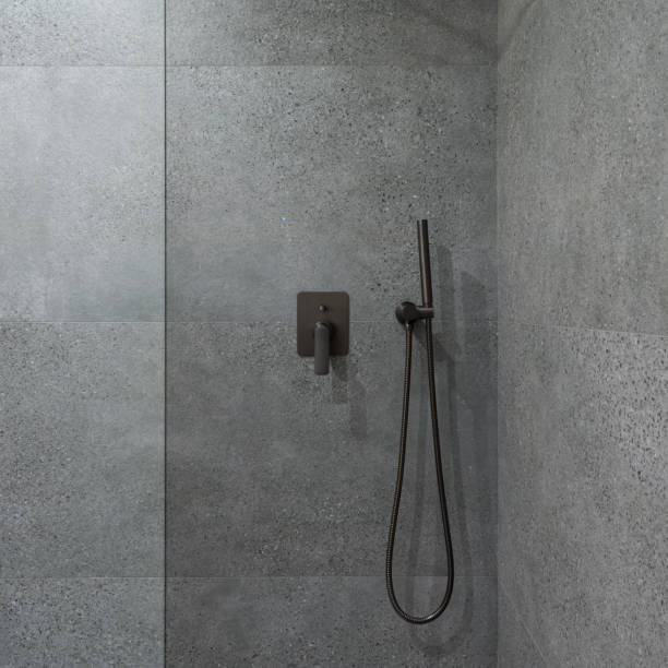 istock Elegant shower in granite tiles 1343791813