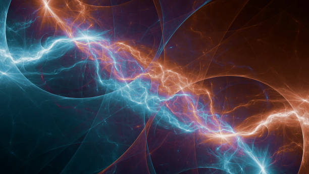 istock Fire and ice plasma lightning, abstract energy and electricity background 1343792009