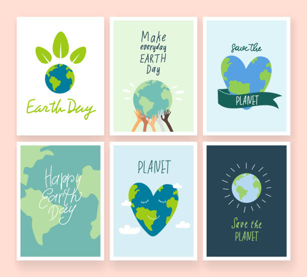 Happy Earth Day! Happy Earth Day!
Make an everyday earth day. Vector eco illustrations for social banner, poster or card on the theme of saving the planet, human hands protect our earth. Heart-shaped Earth. soil sample stock illustrations