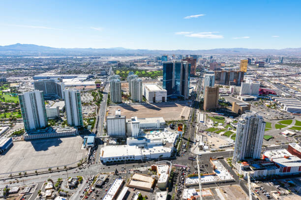 istock Las Vegas strip skyline aerial view 1343795984