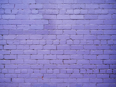 Neon blue purple tone brick wall design Blue toned background. Brick wall, concrete floor. 3d illustration design wall brick wall template