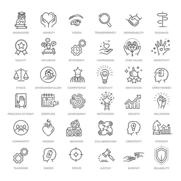 コア値の行アイコン。ベクトルアウトライン記号 - vector symbol computer icon icon set点のイラスト素材／クリップアート素材／マンガ素材／アイコン素材