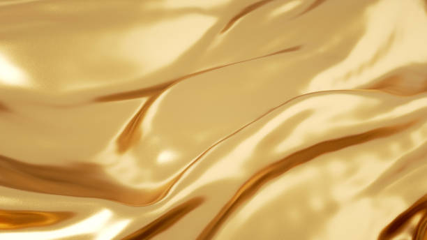 istock Golden Silk Abstract Background - 3D Illustration 1343801836