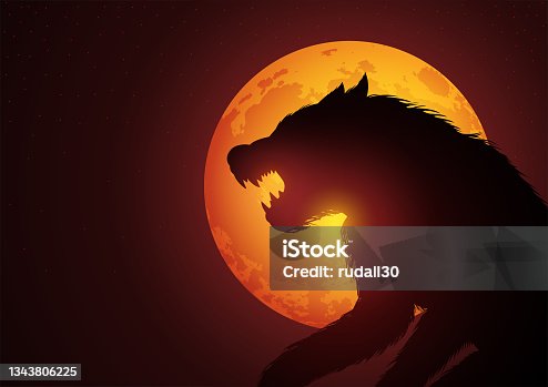 istock Werewolf lurking in the night during full moon 1343806225