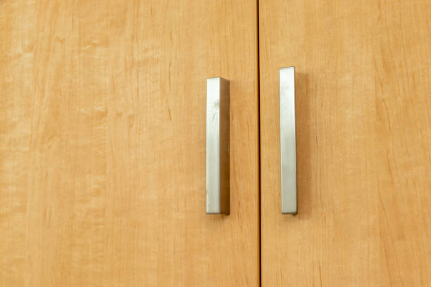 istock Wooden double door with metal handle 1343808266
