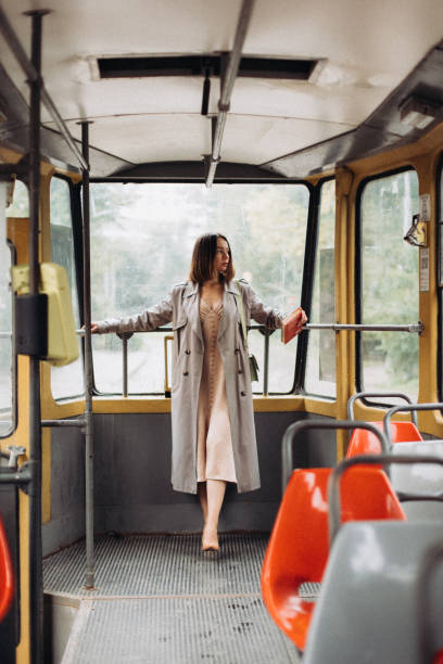 istock A beautiful woman riding in a tram 1343811436