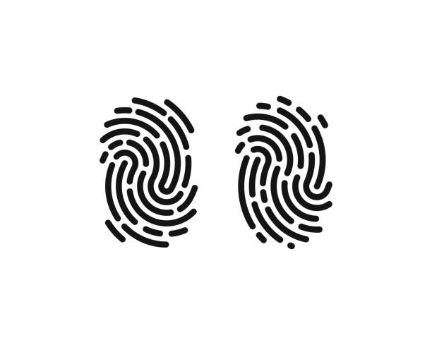 ikona wektorowa odcisku palca - fingerprint thumbprint human finger track stock illustrations