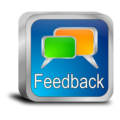 feedback button blue green orange- 3D illustration