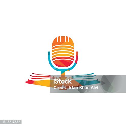 istock Podcast book vector logo design. Education podcast logo concept. 1343817852