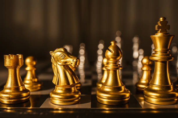 istock Board game chess. Figures of gold color close-up. 1343818698