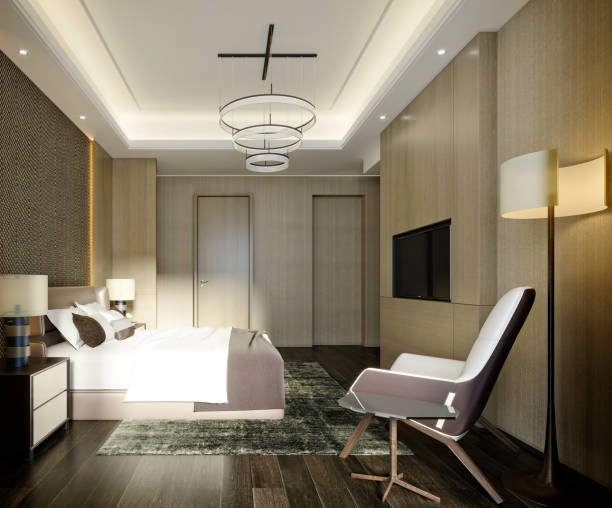 istock 3d render of luxury hotel room 1343818730