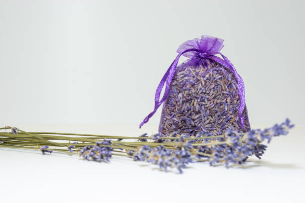 istock Small purple bag with lavender seeds. 1343820870