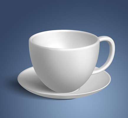 Realistic cup on white background.