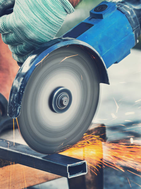 istock working with a circular saw cutting metal 1343825623