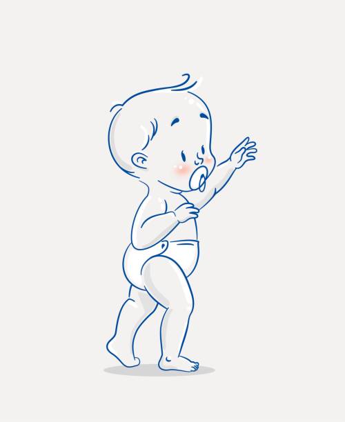 Baby Standing In Nappy Illustrations, Royalty-Free Vector Graphics & Clip  Art - iStock