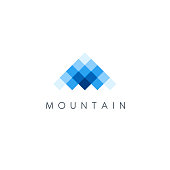 istock Vector design template. Mountains abstract pixel icon. 1343828486