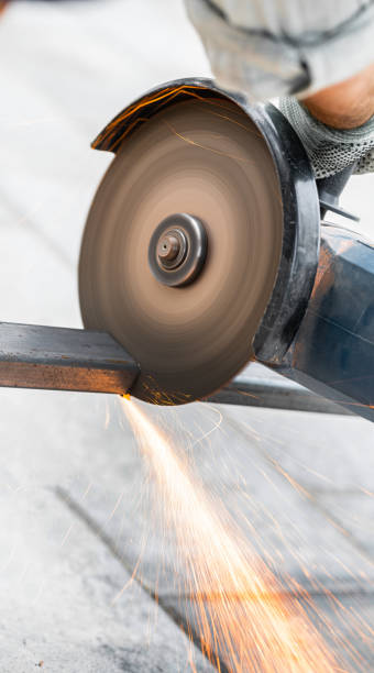 istock working with a circular saw cutting metal 1343828524