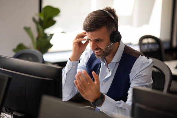 istock Caucasian man working as a customer service employee 1343831803