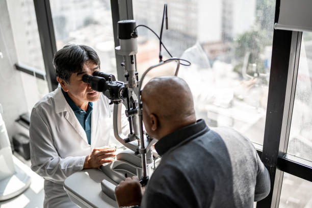 istock Ophthalmologist examining patient's eyes 1343839254