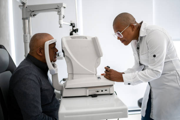 istock Ophthalmologist examining patient's eyes 1343839293