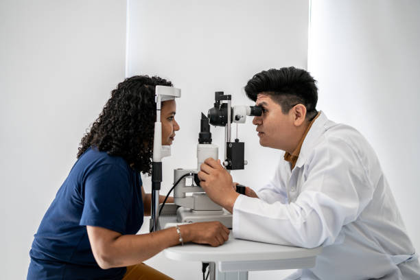 istock Ophthalmologist examining patient's eyes 1343839312