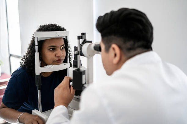 istock Ophthalmologist examining patient's eyes 1343839341