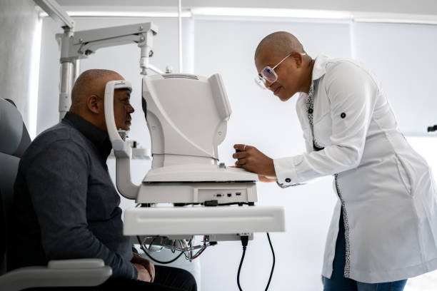 istock Ophthalmologist examining patient's eyes 1343839357