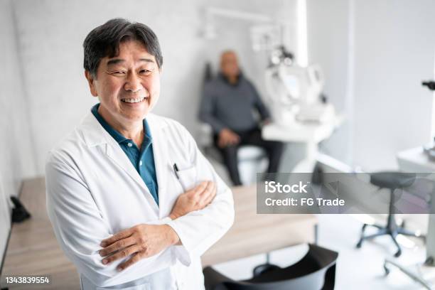 Portrait Of A Ophthalmologist In A Medical Clinic Stock Photo - Download Image Now - Eye Care Professional, Optometrist, Doctor