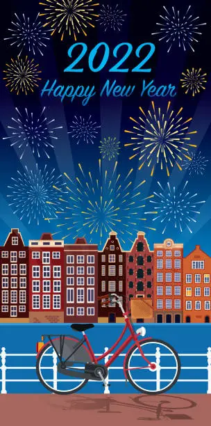 Vector illustration of Happy New Year Amsterdam