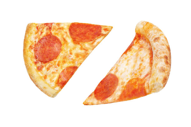 istock Fresh baked cheese pepperoni pizza on a white isolated background 1343846745