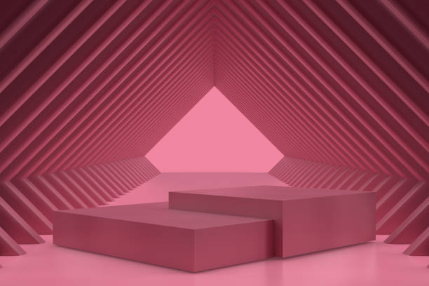 istock 3D Pink Abstract Tunnel Background, Geometric Shape, Minimal Design 1343847011