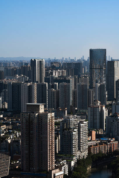 istock Shooting modern dense buildings in busy cities on sunny days 1343849878