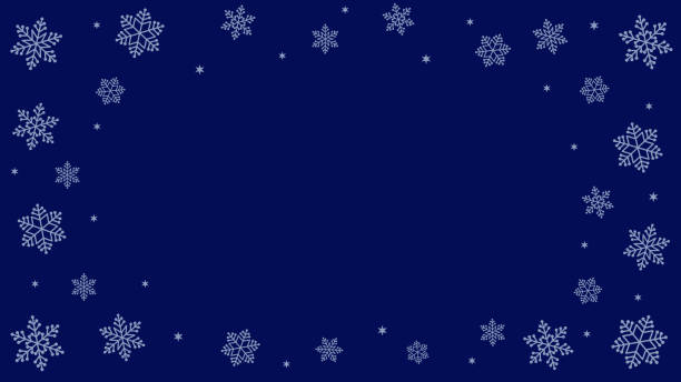 istock Winter background with snowflakes and stars in dark blue colors vector design element.Christmas and New Year holidays seasonal frame composition with copy space.Promo banner or greeting card template 1343851049