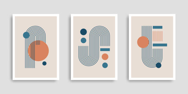istock Set of abstract contemporary posters with geometric shapes. Cover collection. Modern boho minimalist art. 1343851078